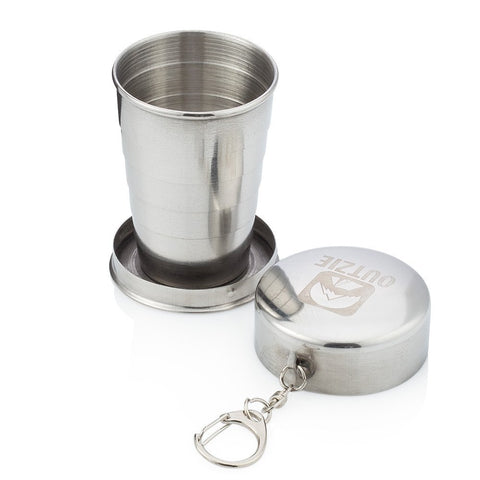 OUTZIE Collapsible Stainless Steel Shot Glass Key Chain, 2 oz.