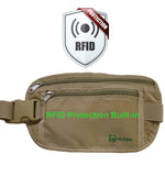 Travel Money Belt RFID Blocking - Protection for your Credit Cards and Passport | Secure all Your Valuables | Large Heavy Duty Zippers