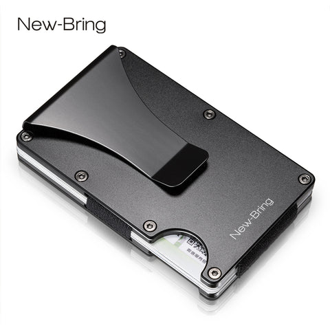 NewBring Metal Mini Money Clip Brand Fashion Black White Credit Card ID Holder With RFID Anti-thief Wallet Men