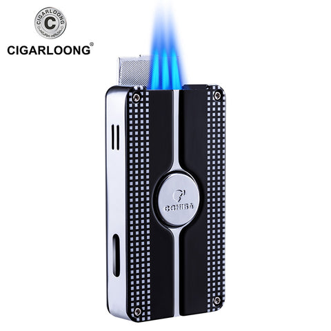 CIGARLOONG Cigar lighter straight windproof inflatable lighter gift box packaging with cigar drill COB-58